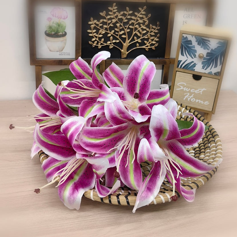 Искусственные цветы в Нижнем Новгороде | Цветы искусственные «Лилии крупные», розово-сиреневые, букет