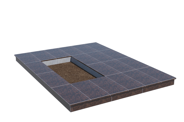 Площадки на могилу в Нижнем Новгороде | Площадка с вертикальной (10 см) облицовкой Дымовским гранитом (под цветник)