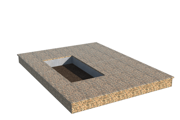 Площадки на могилу в Нижнем Новгороде | Площадка с вертикальной (15 см) облицовкой Южно-султаевским гранитом (под цветник)