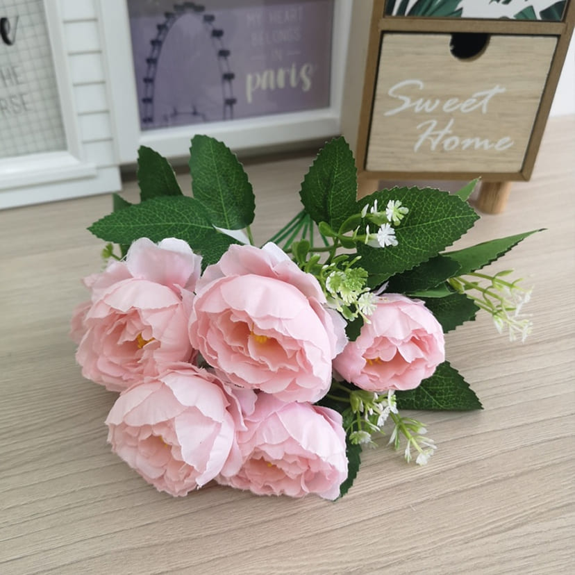 Искусственные цветы в Нижнем Новгороде | Цветы искусственные «Минипиончики с гипсофилой», нежно-розовые, букет