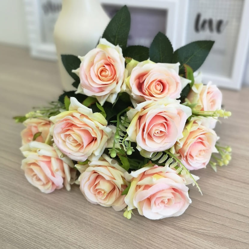 Искусственные цветы в Нижнем Новгороде | Цветы искусственные «Розы острые», розовато-молочные, букет