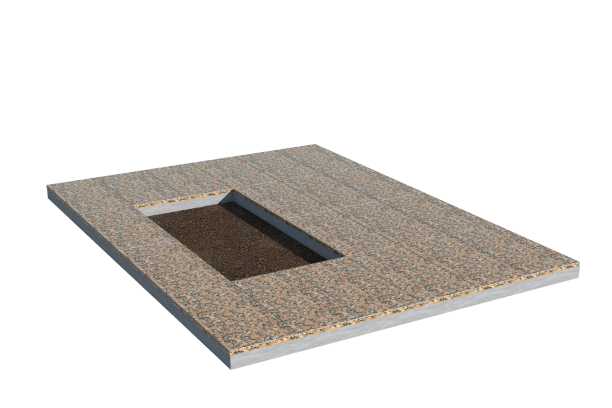 Площадки на могилу в Нижнем Новгороде | Площадка с облицовкой Южно-Султаевским гранитом (под цветник)