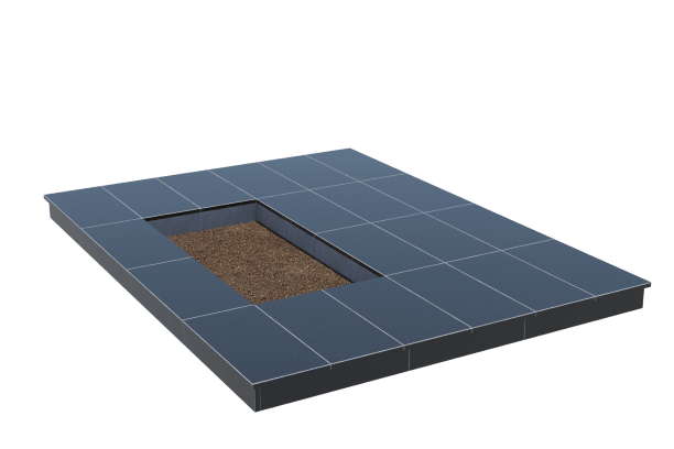 Площадки на могилу в Нижнем Новгороде | Площадка с вертикальной (10 см) облицовкой гранитом Габбро (под цветник)